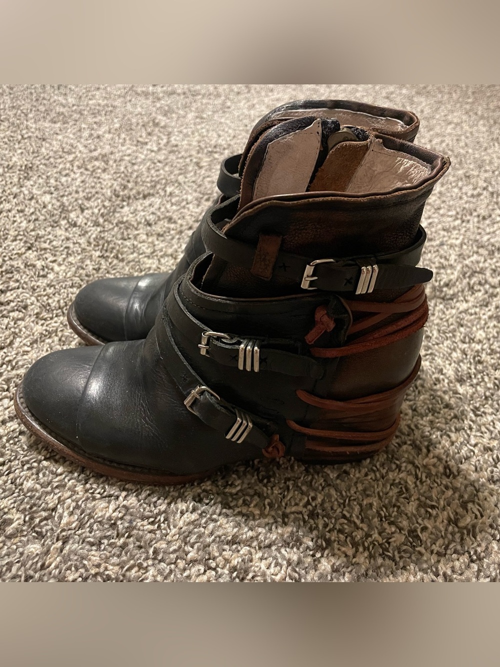 Freebird Crue Black Leather Women's Buckle Ankle Boot 7